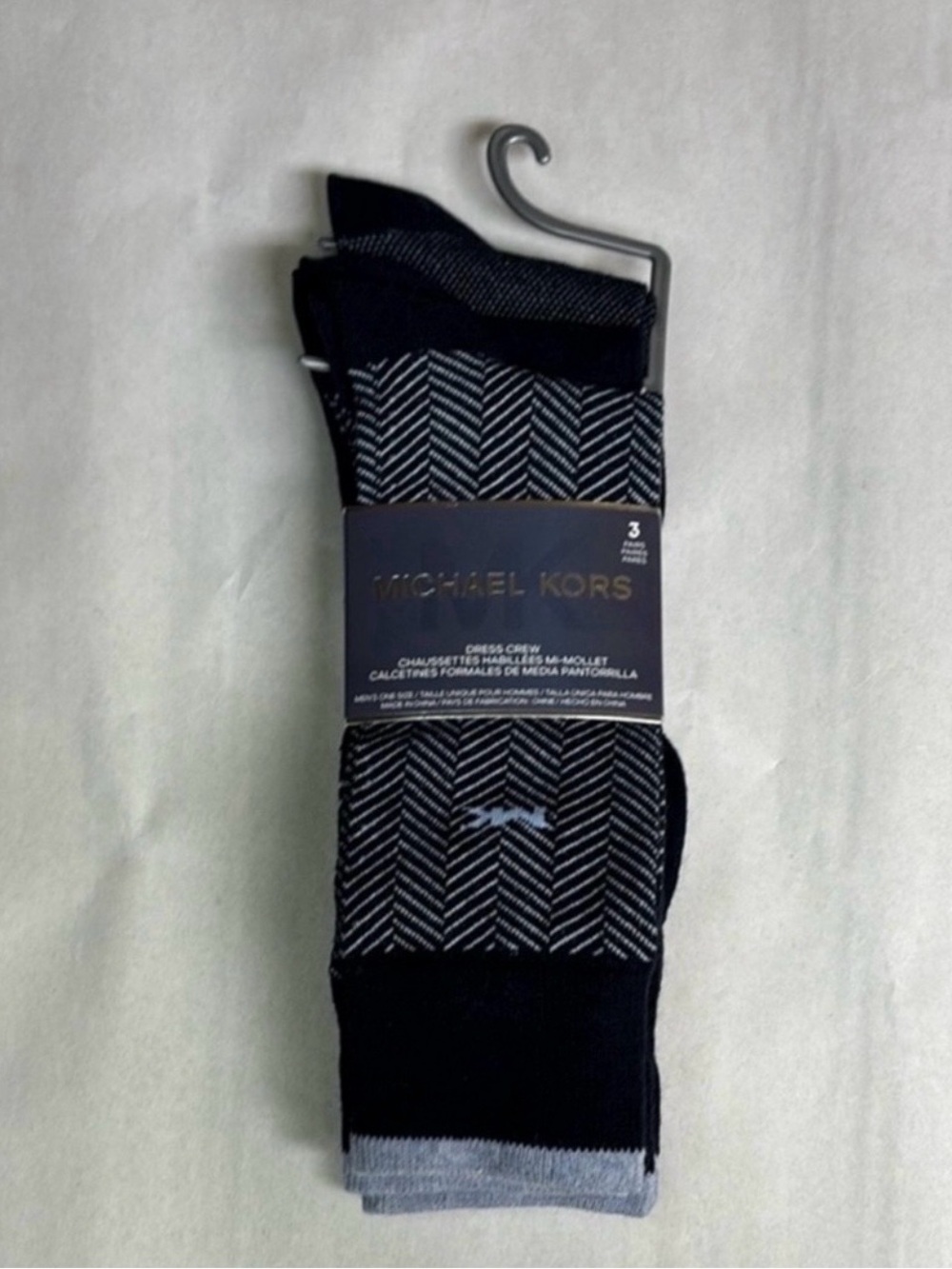 New Michael Kors Socks Men’s 3 Pair Black & Blue Dress Crew Sock Business Casual